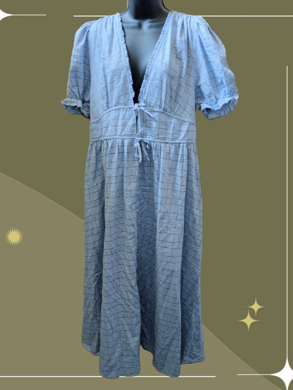 ✨ Hill House Home Sabrina dress in a blue Diana check plaid Size XL